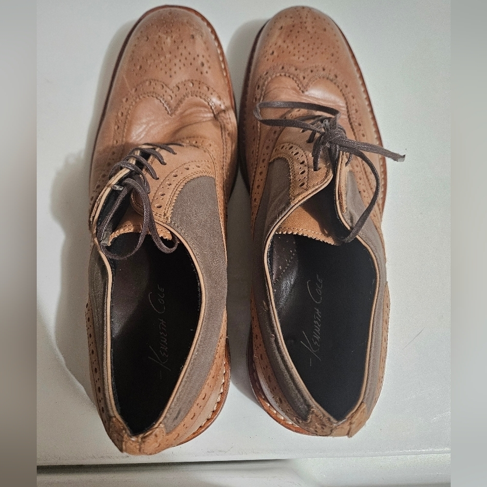 KENNETH COLE Shoes Wingtip Dress Oxfords Brown Men's! - Picture 1 of 6